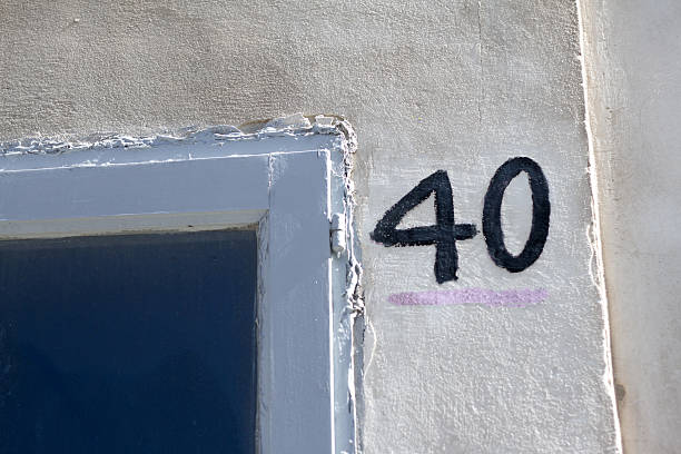 istock Number 40 Street Address On Old White Wall 501848422