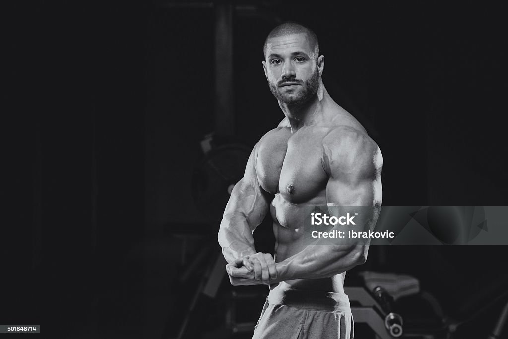 Man In Gym Showing His Well Trained Body Portrait Of A Physically Fit Man Showing His Well Trained Body 2015 Stock Photo