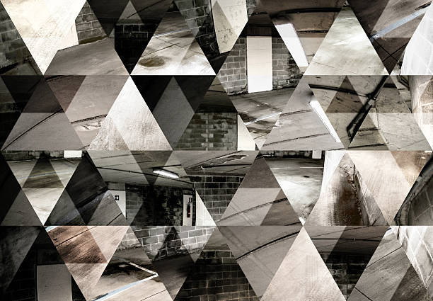 istock Abstract triangle shaped background: Dark fisheye underground parking lot 501848736