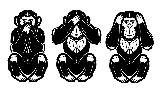a set of three monkeys - hear no, see no, do not say