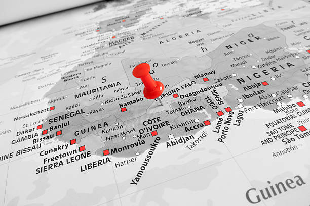 Red marker over Burkina Faso