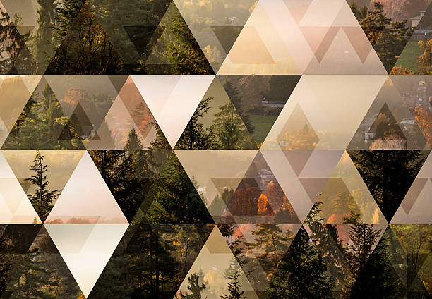 istock Abstract triangle shaped background: Italian mountain town autumn misty landscape 501854658