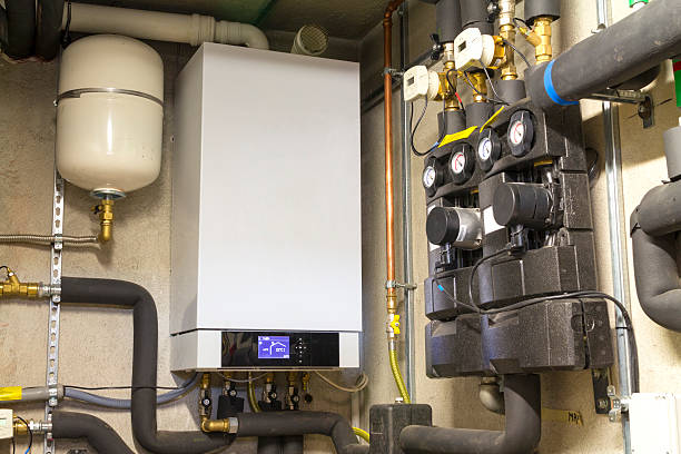 istock Condensing gas boiler in the boiler room 501854780