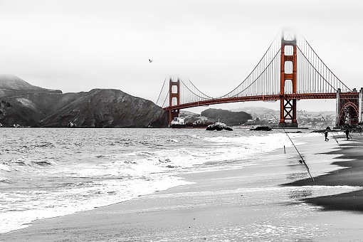 Golden Gate bridge,San Francisco,USA with the beach view