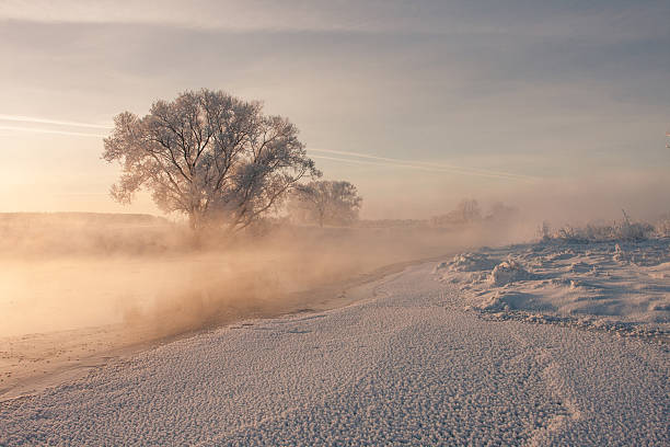 istock Winter fog over the river 501857054