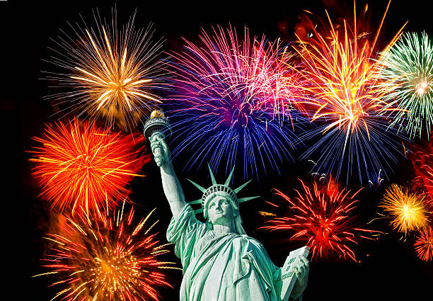 istock Statue of Liberty and fireworks 501860557