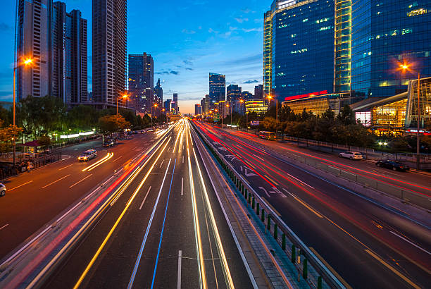 istock Urban highway traffic at night 501861009