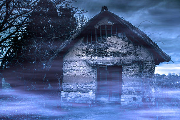 istock Spooky scene of haunted house and moon 501863769