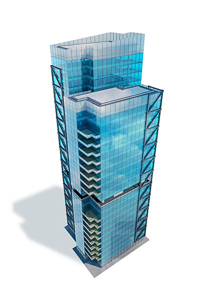 istock 3D skyscraper: business office building on white background 501864079