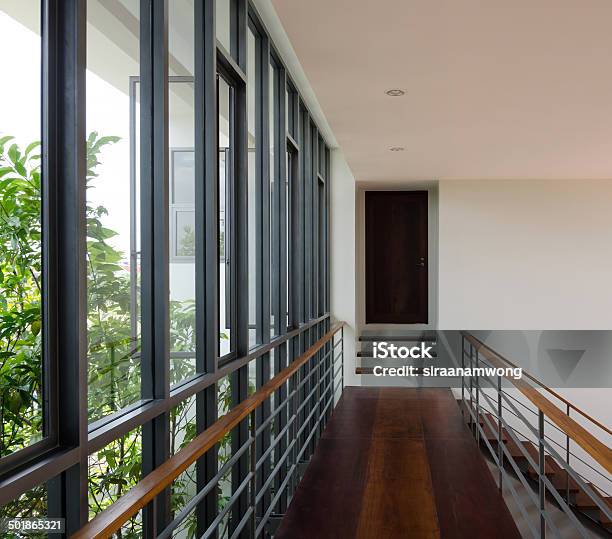 Corridor And Modern Staircase Stock Photo - Download Image Now - Corridor, Entrance Hall, Modern