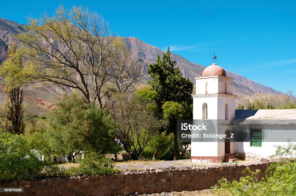 Iglesia along a road in Argentina An isolated church along an Argentina road. The trees make a nice surrounding to it. Humahuaca Stock Photo