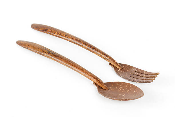 istock Fork and Spoon made of coconut wood 501880536