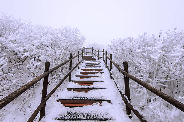 Deogyusan mountains is covered by snow in winter,South Korea.
