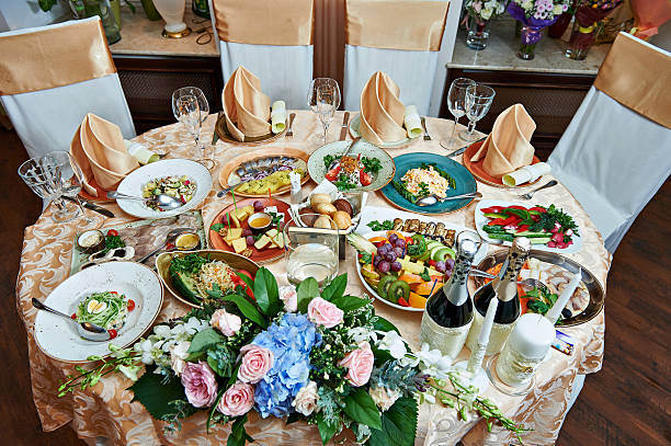 istock Bottles of champagne on wedding table 501883828