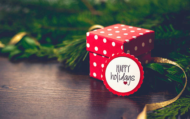 istock Rustic Christmas evergreen background with baubles and Christmas gift 501886178