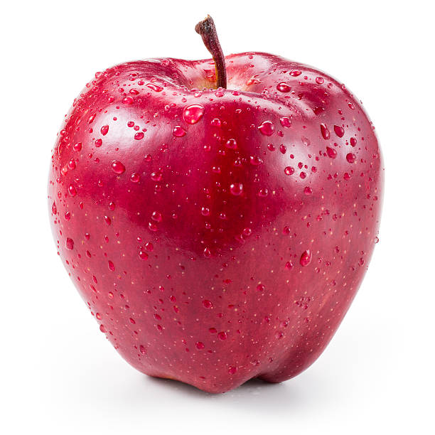 istock Fresh red wet apple with drops isolated. With clipping path 501886924