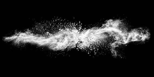 Exploding white powder Abstract exploding white powder line isolated on black background. black crash stock pictures, royalty-free photos & images