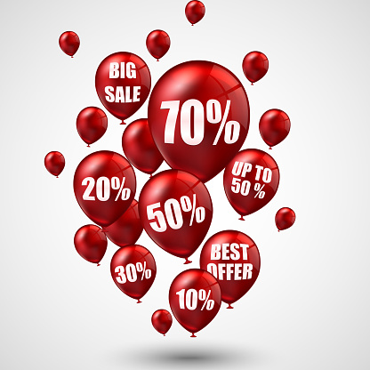 Vector illustration of Big sale and best offer balloons