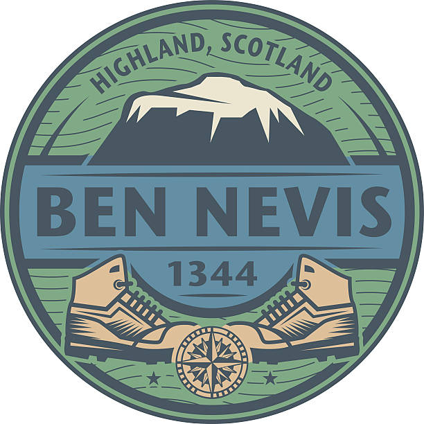 illustrations, cliparts, dessins animés et icônes de emblème avec texte ben nevis, écosse - sign hiking north sport symbol