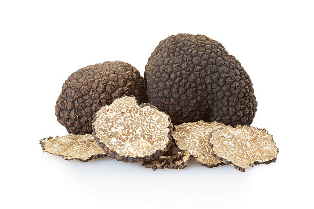 istock Black truffles group and slices on white 501904262