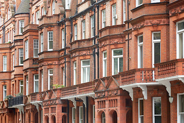 istock Red bricks english houses facade in London 501905816