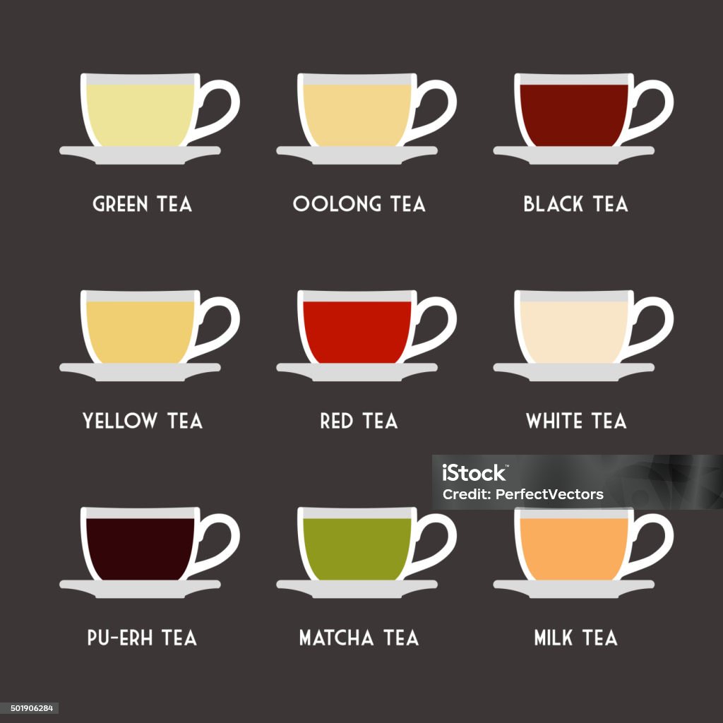 Follow Tea Types Tea Types Flat Design Infographics Vector Tea Drinks Guide Stock ...