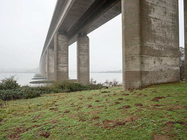 misty manhã bridge - river orwell imagens e fotografias de stock