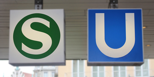 Sign of the Munich urban railway (S-Bahn and U-Bahn), Germany
