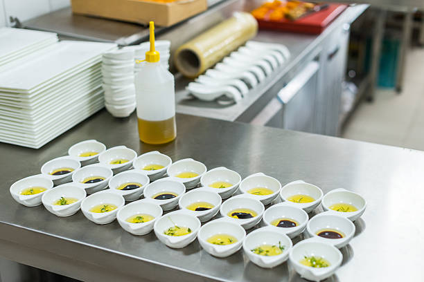 Olive oil ready to serve in small plates
