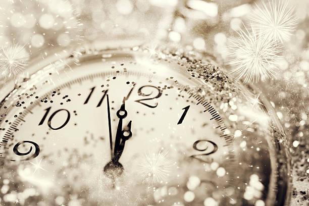 Old watch pointing midnight - New Year concept stock photo
