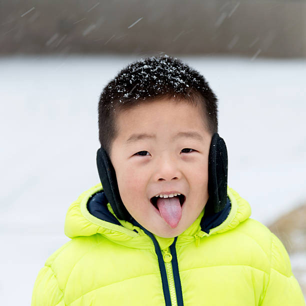 istock Asian boy playing in the snow 501913462