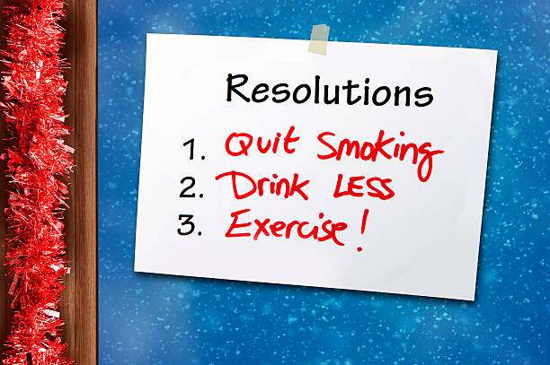 istock New year Resolutions for quit smoking drink less and exercise 501913930