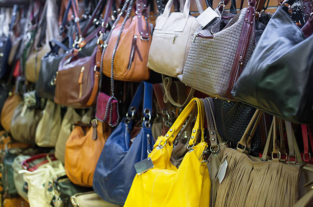 istock Leather handbags collection in the store. 501914740