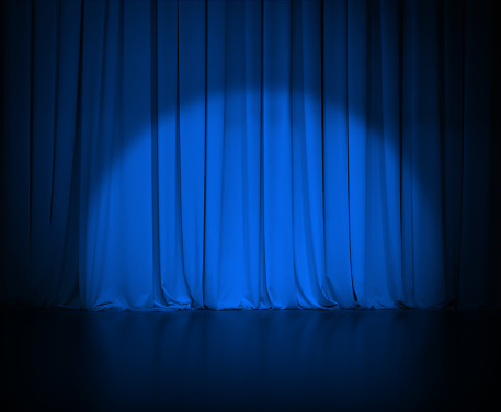 theatre dark blue curtain or drapes background