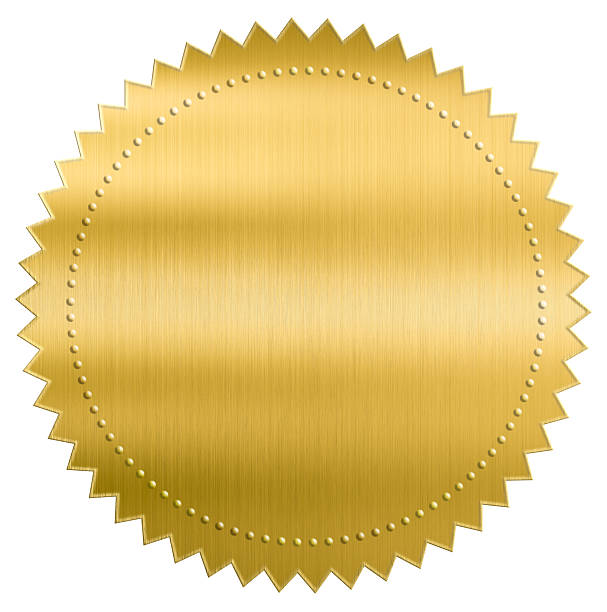 istock gold metallic foil seal label or sticker with clipping path 501930960