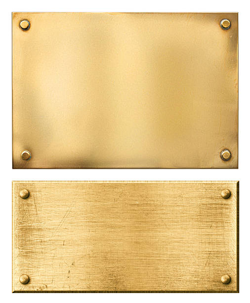 istock Brass or gold metal plates isolated 501931050