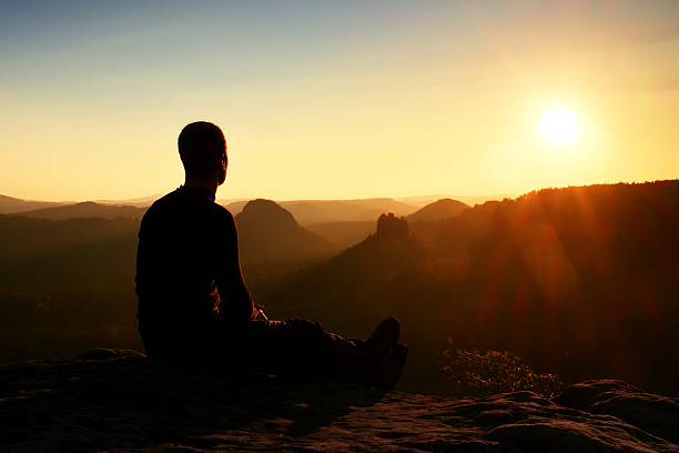 istock Tired hiker take a rest in nature.  Mountain summit 501932100