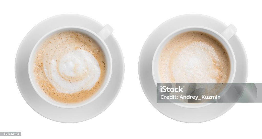 Coffee Latte Or Cappuccino Cup Top View Isolated On White Stock Photo