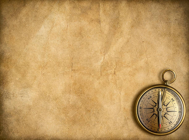 istock old brass or golden compass with vintage map background 501932896