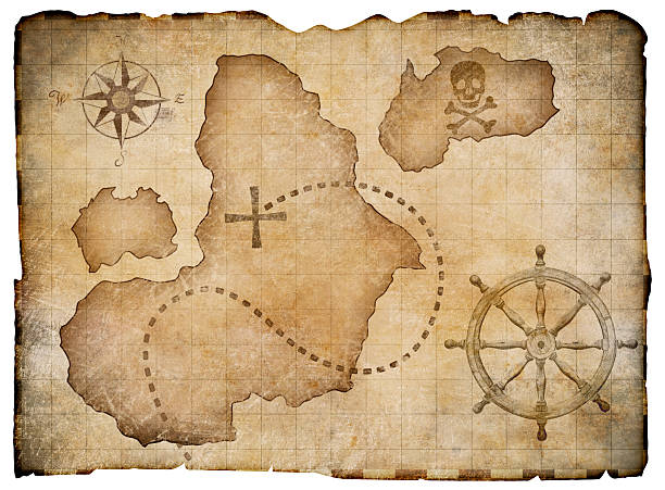 istock Old pirates parchment treasure map isolated. Clipping path included 501932932