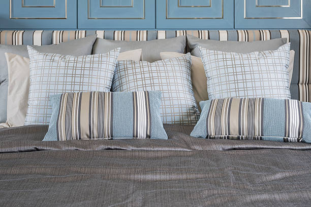 istock blue pillows on luxury bed in blue bedroom 501932962