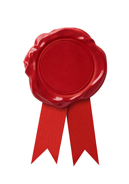 istock Red wax seal signet with ribbon isolated 501933980