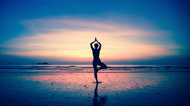 istock Silhouette of young woman practicing yoga 501935742