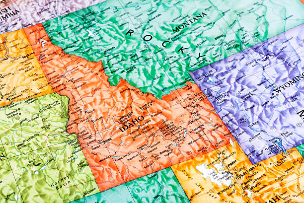 карта айдахо в сша - idaho boise map cartography стоковые фото и изображения