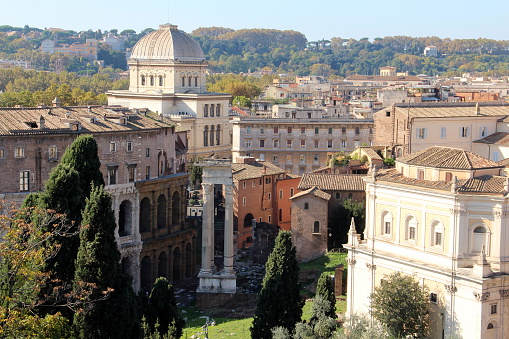 Rome, view of the Theatre of Marcellus and the Synagogue