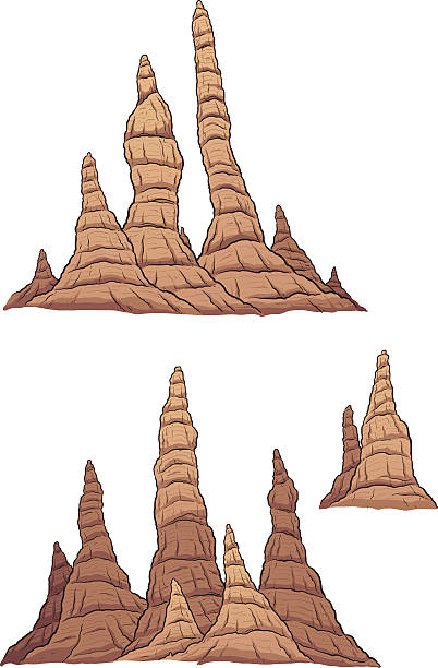 Cartoon stalagmites Cartoon stalagmites. Vector clip art illustration with simple gradients. Each group on a separate layer. stalagmite stock illustrations