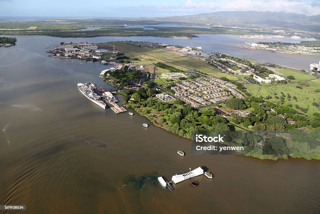 Aerial View of Pearl Harbor Memorial Stock Photo