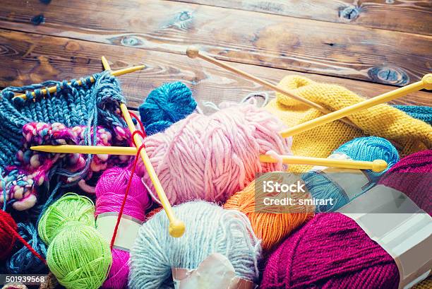 Handcraft Stock Photo - Download Image Now - Knitting, Crochet Hook, Sock