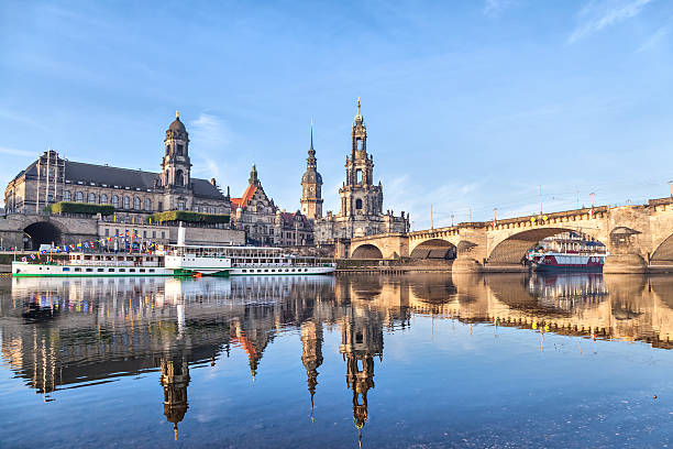 дрезден горизонта и augustus мост - dresden germany стоковые фото и изображения