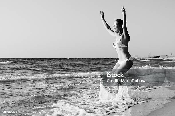 Woman On The Seaside Stock Photo - Download Image Now - One Person, People, Retro Style